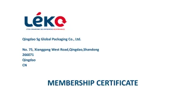 SG GLOBAL PACKAGING foi registrada e certificada sob as leis francesas de embalagem