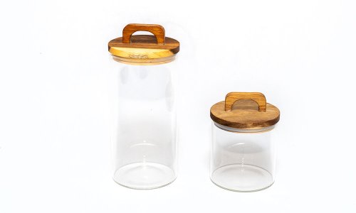 botella hermética del bote de 500ml 800ml 1L 500ml 1L 2L con el tarro de cristal del café de la tapa de madera del Acacia