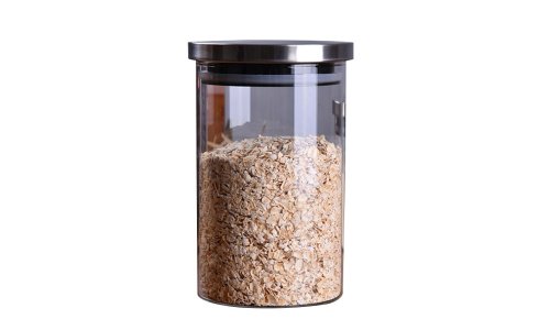 Botes de cocina herméticos de vidrio de 4 piezas con tapas de acero inoxidable, frascos de almacenamiento de alimentos de cocina de estilo moderno