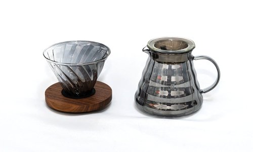 Ecocffee Collar de madera Vidrio para verter sobre la olla de goteo manual Servidores de café de 800 ml Cafetera espresso