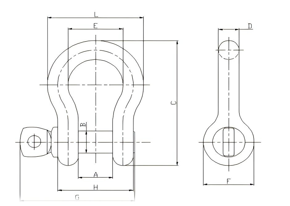 Drawings of G209 Screw Pin Anchor Shackles Drawings of G209 Screw Pin Anchor Shackles