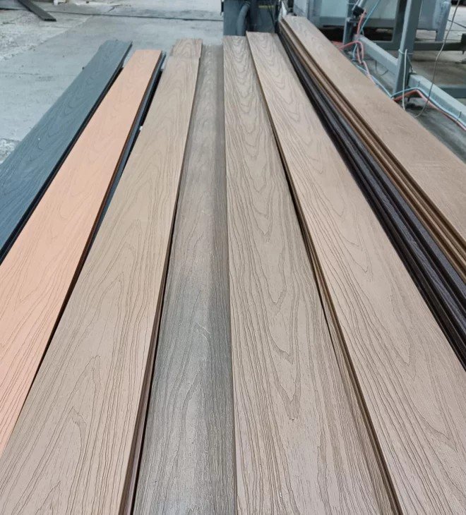WPC decking machine running well in Romania.