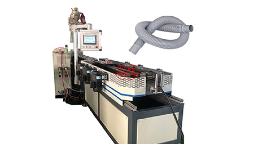 Vacuum forming corrugated pipe with joint extrusion line