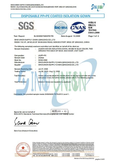 SGS AAMI PB70 LEVEL 1