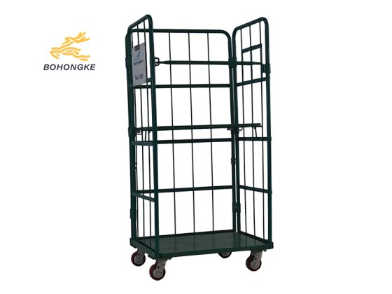 Durable rolling cage trolley with secure storage features