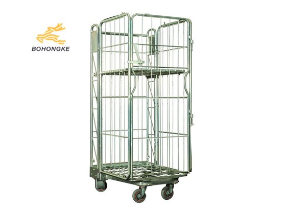 Heavy-duty metal cage cart