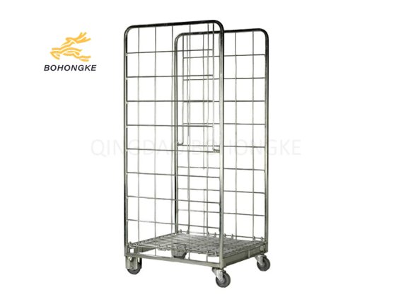 Steel wheeled cage for heavy-duty material handling