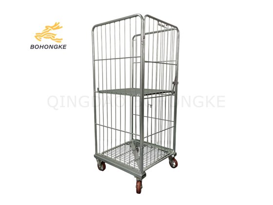 Foldable metal cage trolley