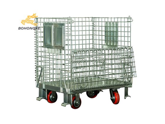 Heavy-duty rolling wire container for storage