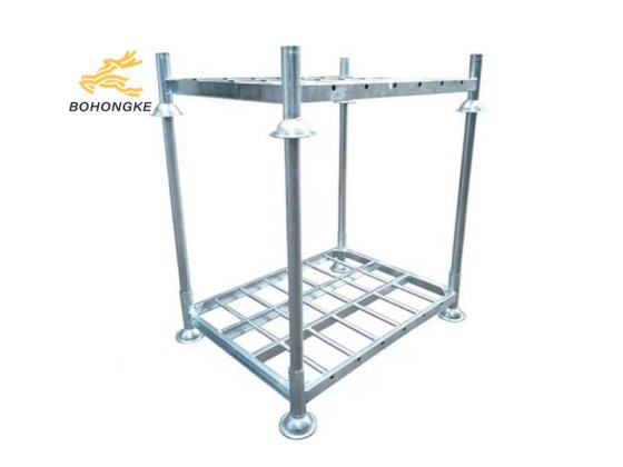 Stackable metal rack system for warehouse