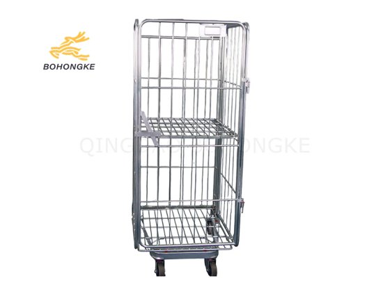 Rolling Cage Storage Trolley with Shelves