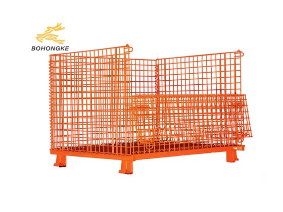 Steel wire mesh container for warehouse storage