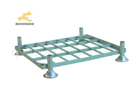 Durable metal stacking racks with forklift base
