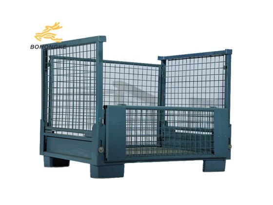 Collapsible pallet cage with mesh sides