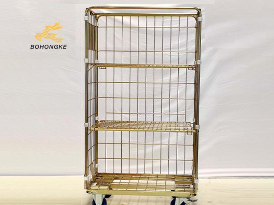 Wire Mesh 3-Side Roll Cage Trolley