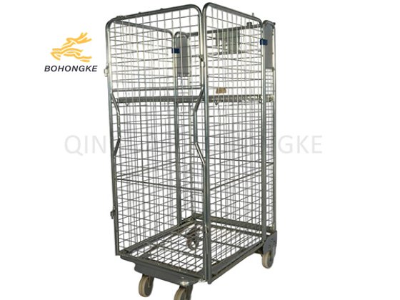 Nestable 4 Sided Roll Cage Trolley for Supermarket