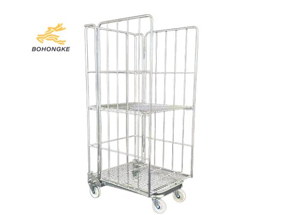 Foldable 3-Sided Roll Cage Container