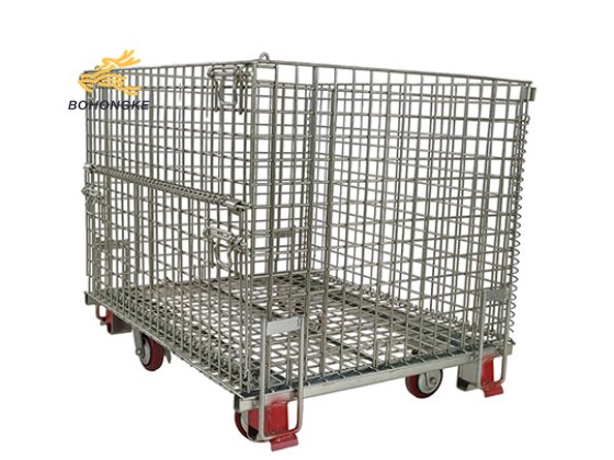 Wire Mesh Pallet Cage with Wheels