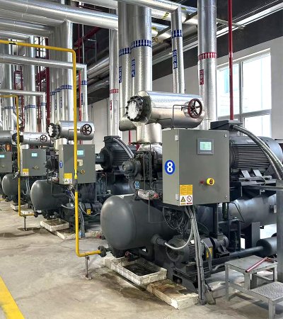 Premium Water Cooled Lubricated AC Power Industrial Refrigeration Screw Compressor