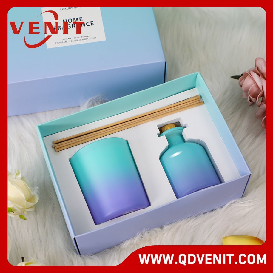 Gradient Matte Finish Reed Diffuser and Candle Set