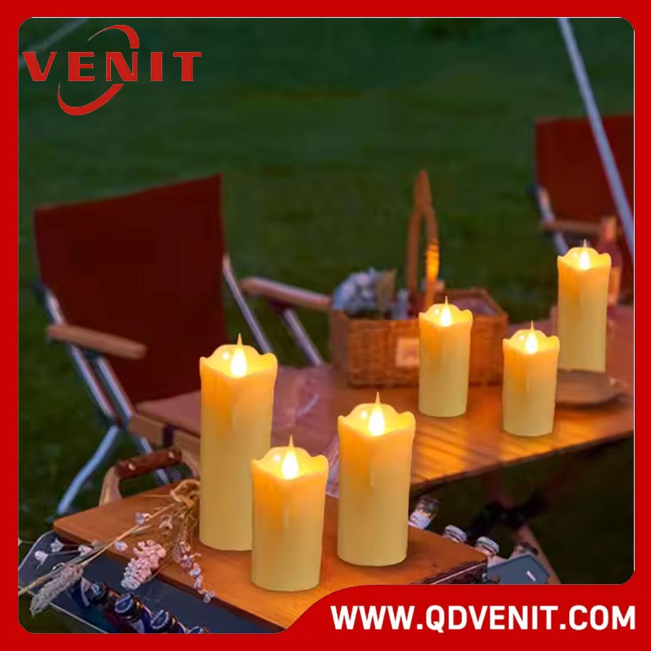 3PKS Wave Wick LED Pillar Candles with Remote Control