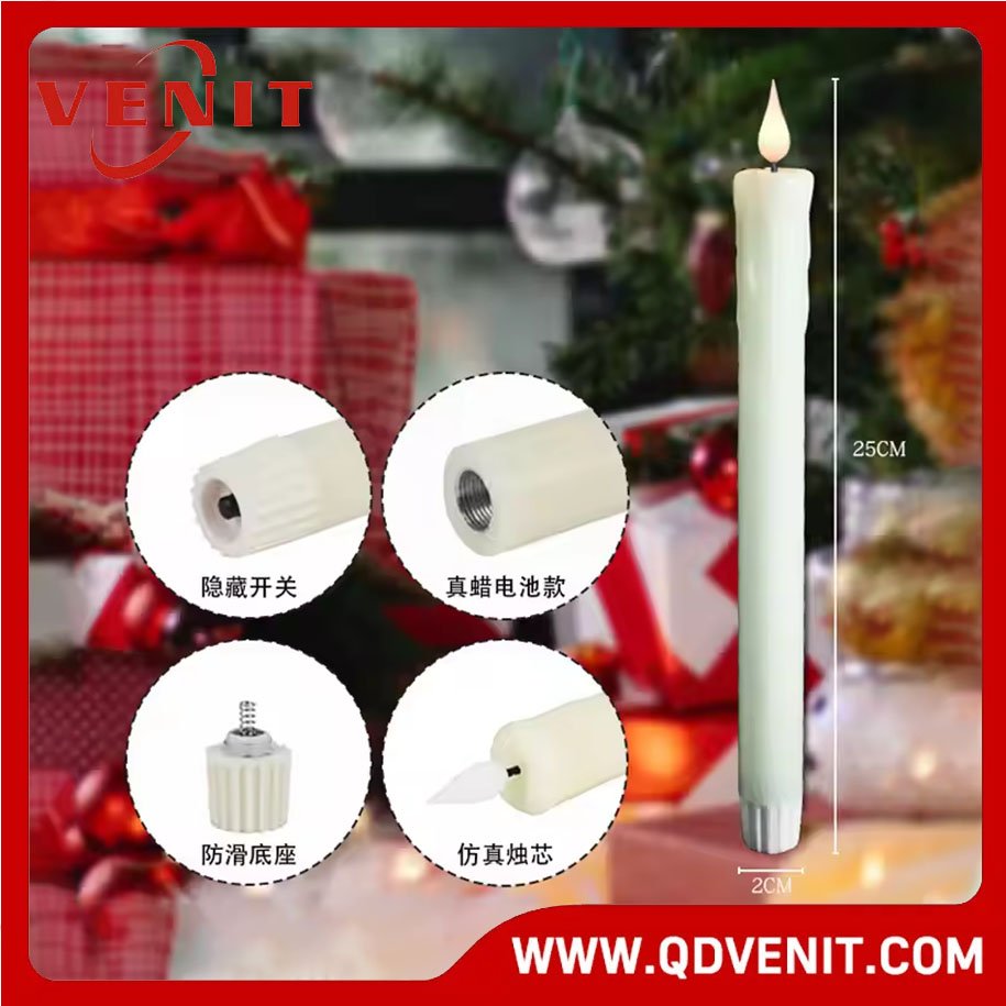 6PKS Wave Wick LED Taper Candles with Remote Control
