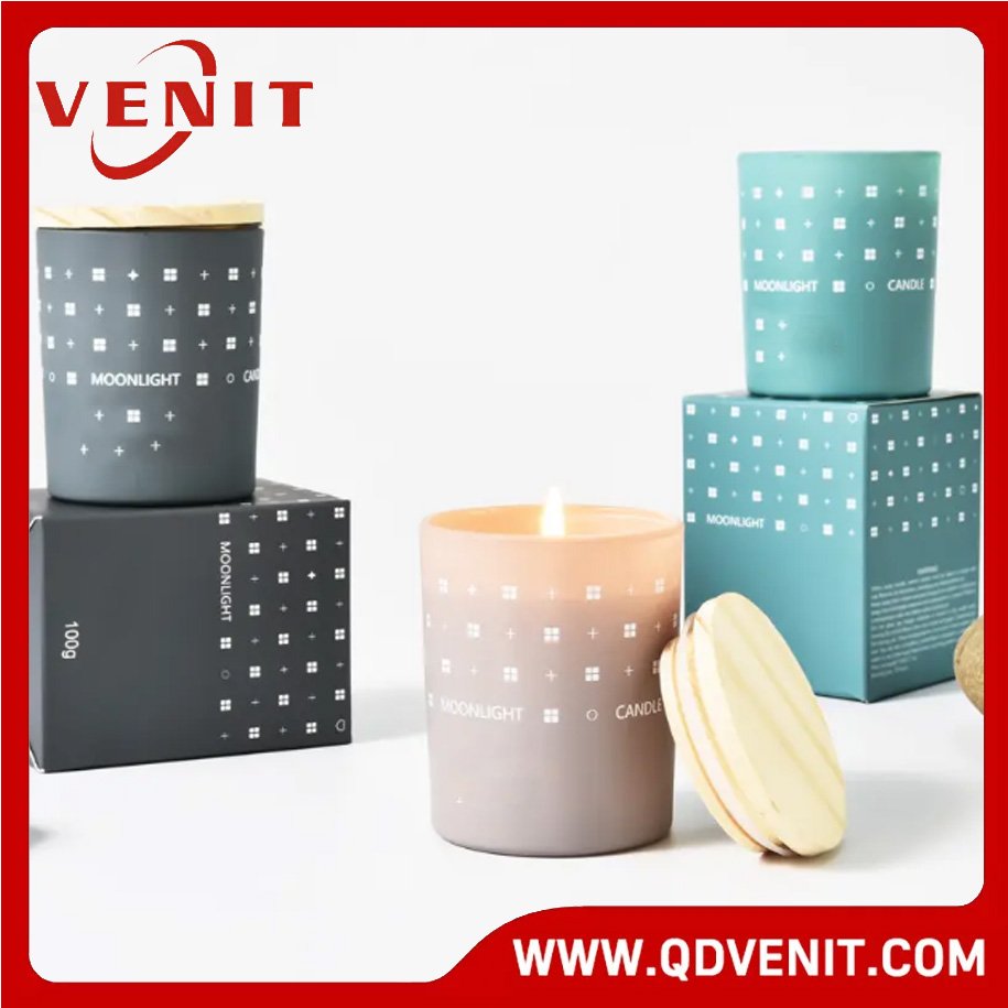 Colorful Scented Candle with Wooden Lid