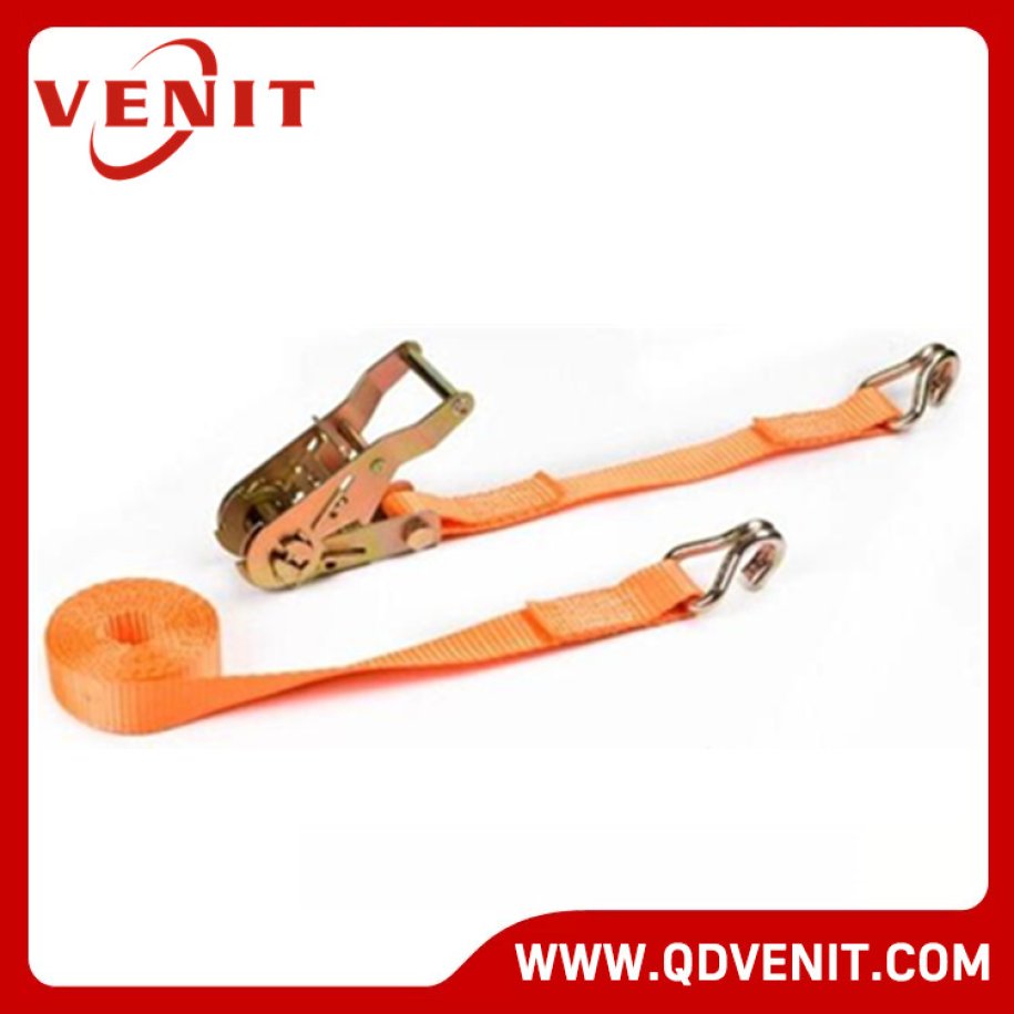 1.5T Iron Handle Orange Ratchet Strap with Double J Hook