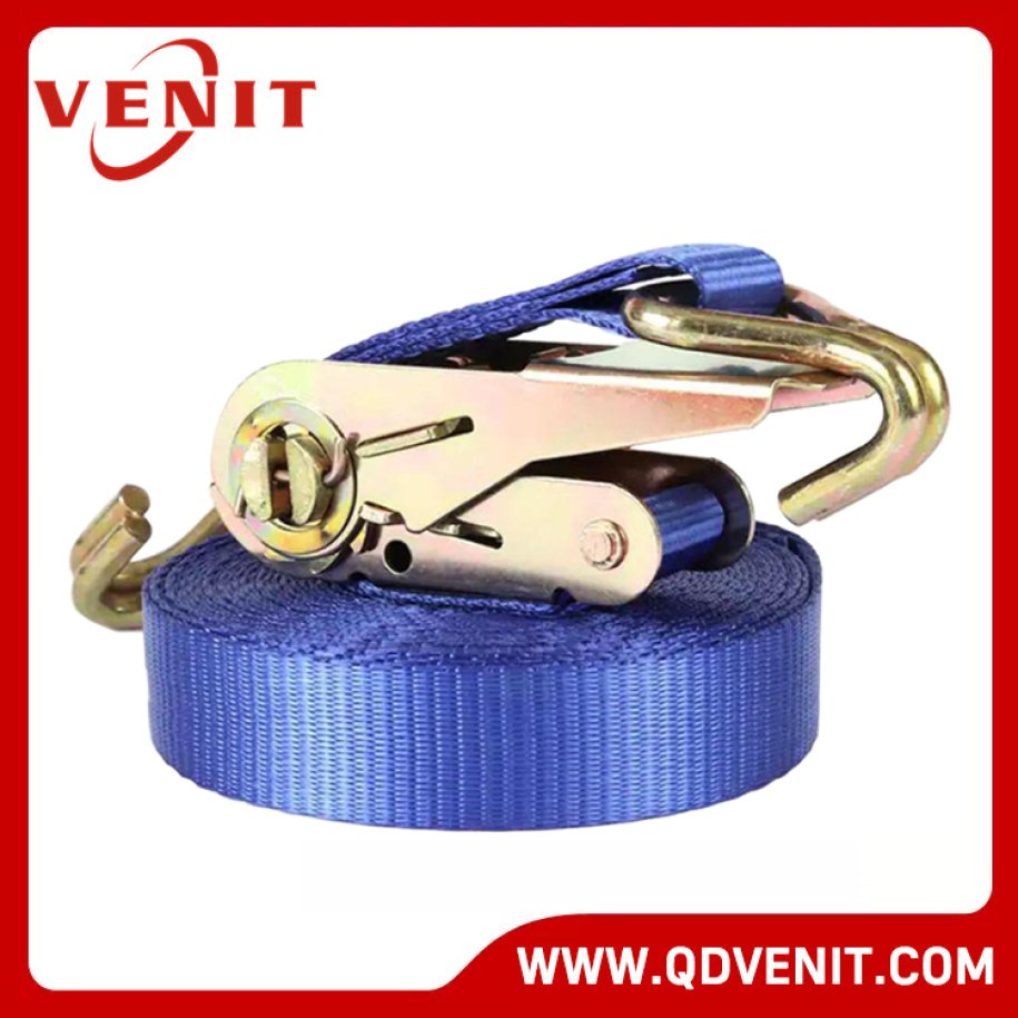 0.8T Mini Handle Blue Ratchet Strap with Double J Hook