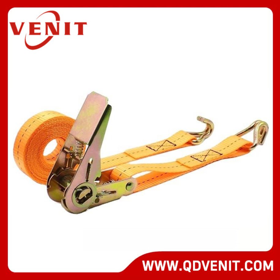 1T Mini Handle Orange Ratchet Strap with Double J Hook