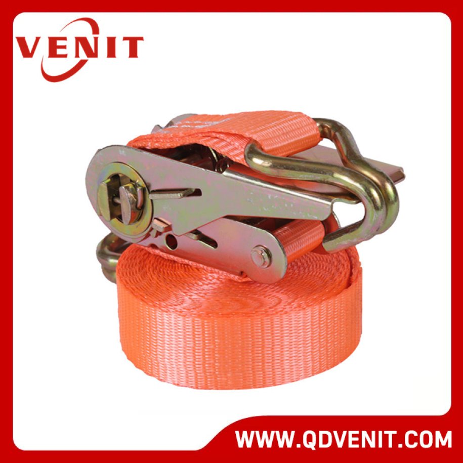 0.5T Mini Handle Orange Ratchet Strap with Double J Hook