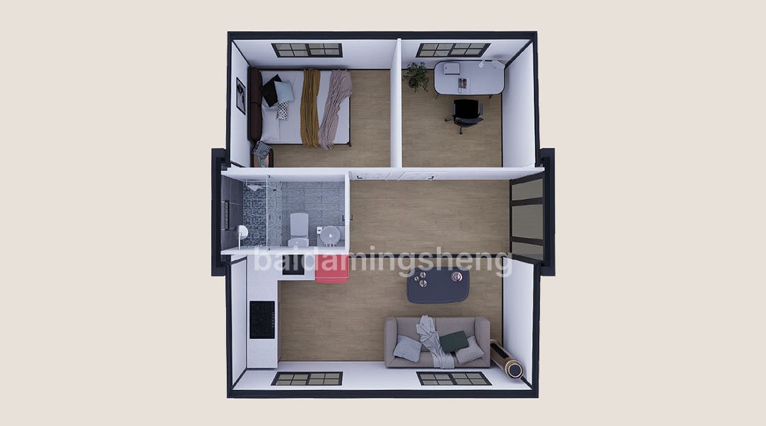 20 feet two bedrooms one bathroom