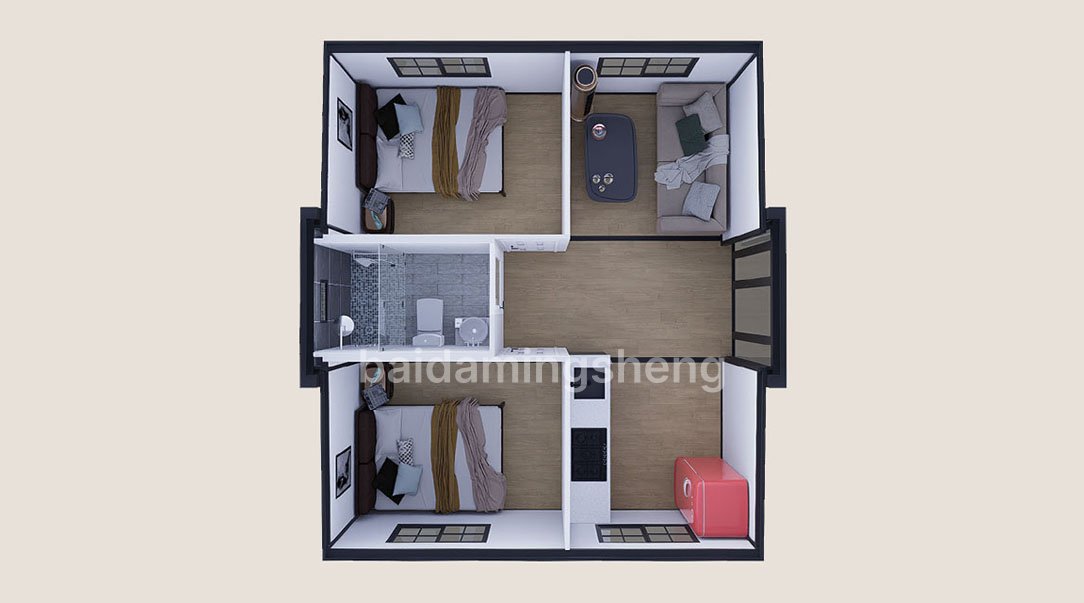 20 feet two bedrooms one bathroom