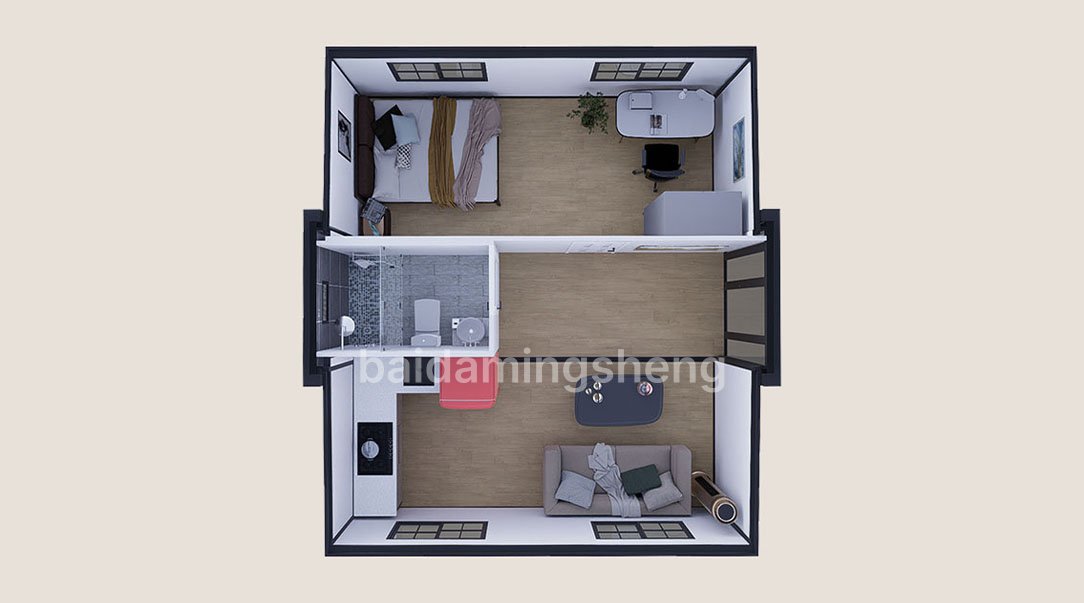 20 feet, one bedroom, one living room