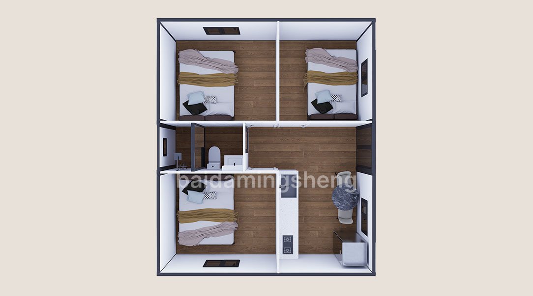 20 feet flat roof three bedrooms