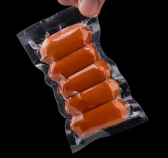 A resealable sausage packaging bag with a convenient handle for easy carrying