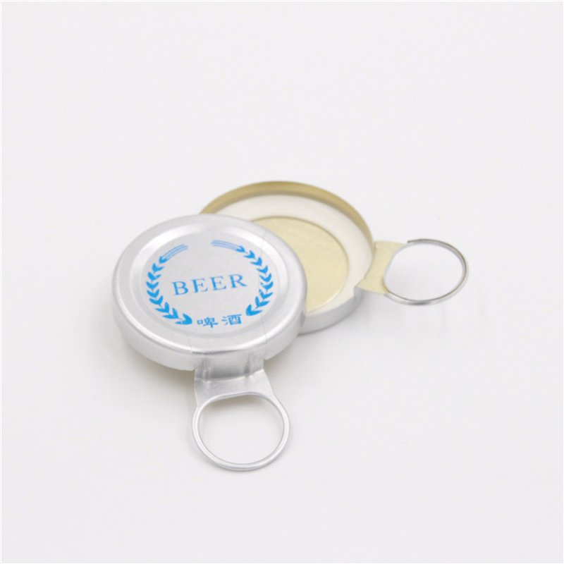 42mm Side ring pull bottle cap silver color with logo design