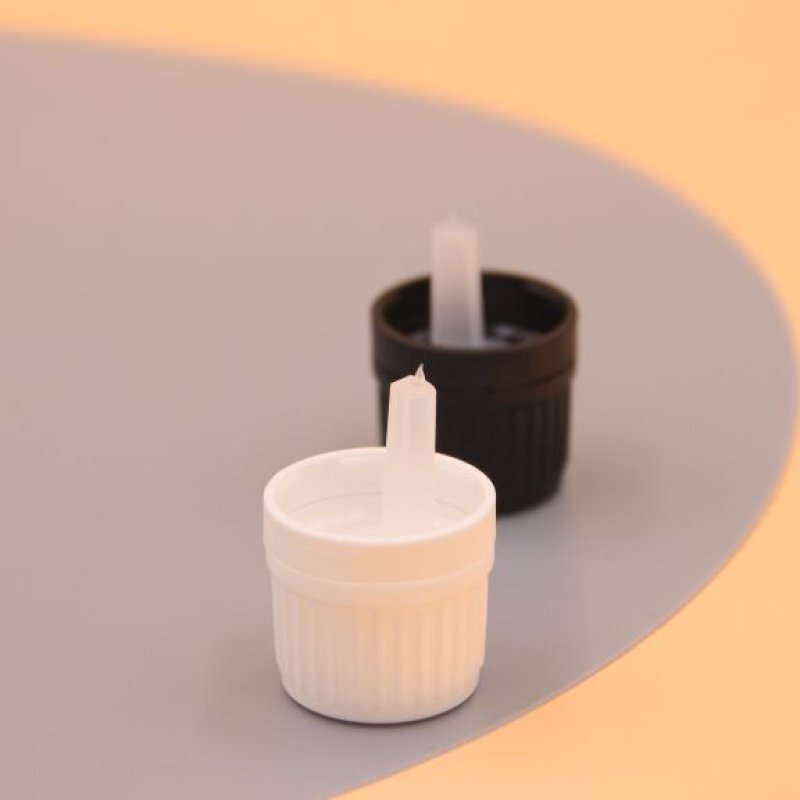 Wholesales European style 18/410 black white color plastic tamper proof cap for essential oil bottle with insert