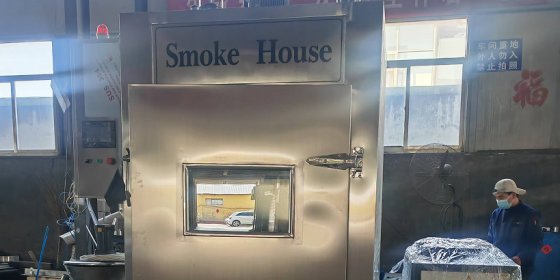 The large Meat Grinder and Smoking Oven purchased by British customer for the food factory have been packaged and completed