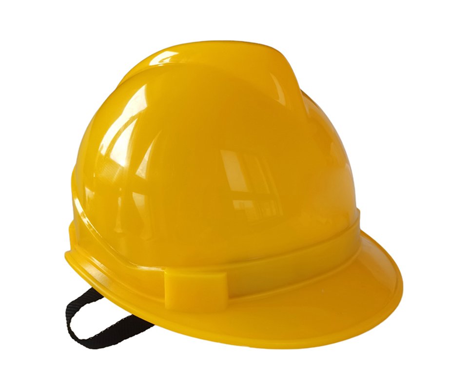Yellow V-Gard Hard Hat Cap Style With Safety Liner and Chin Strap