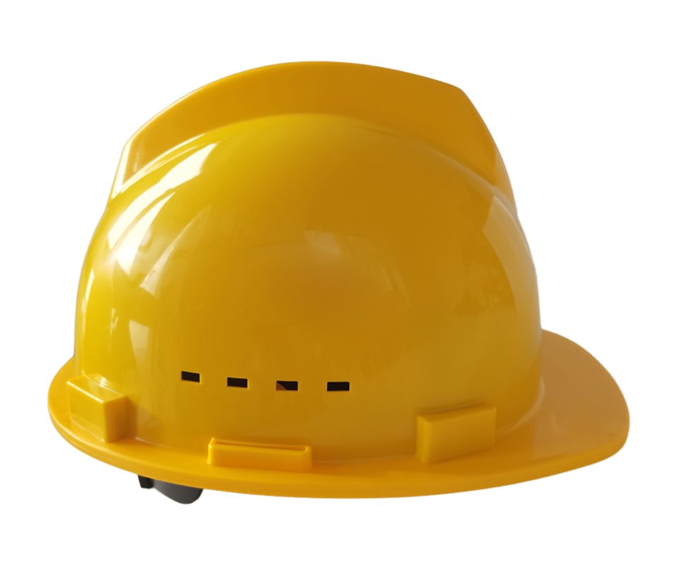 Yellow V-Gard Hard Hat Cap Style With Ventilation Holes