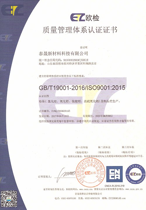 Honor ISO9001 Certificate of Registration
