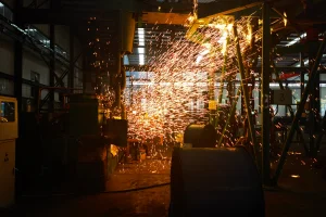 Anchor chain flash welding spark process