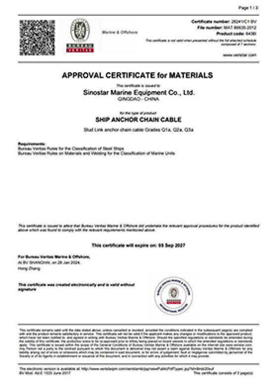 SINOSTAR Certification