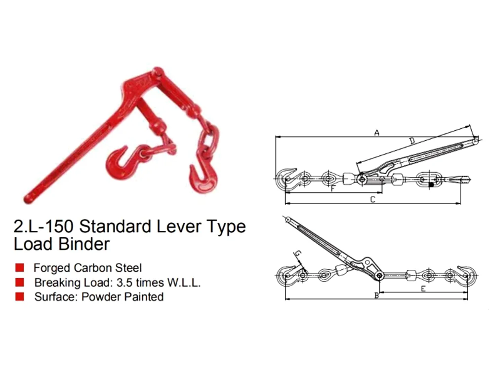 Drawing of L150 Standard Lever Type Load Binder with Hook Drawing of L150 Standard Lever Type Load Binder with Hook