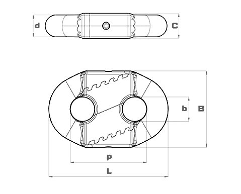 Drawings of Flat serrated chain links: Drawings of Flat serrated chain links: