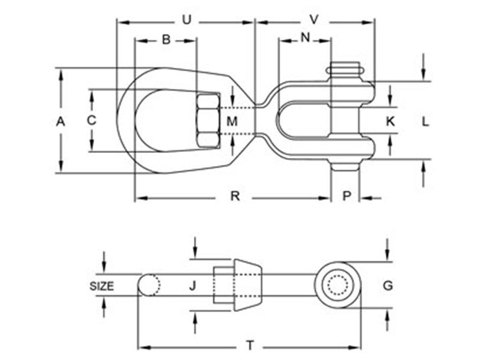 Drawings of US G403 Jaw End Swivel: Drawings of US G403 Jaw End Swivel: