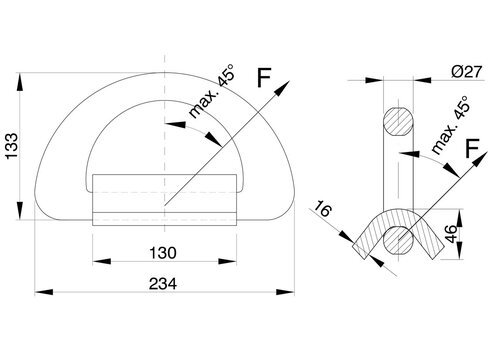Drawing of Weld-On Forged D-Rings