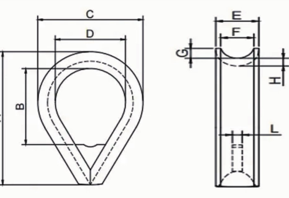 Rope K2B Thimble HDG Diagram