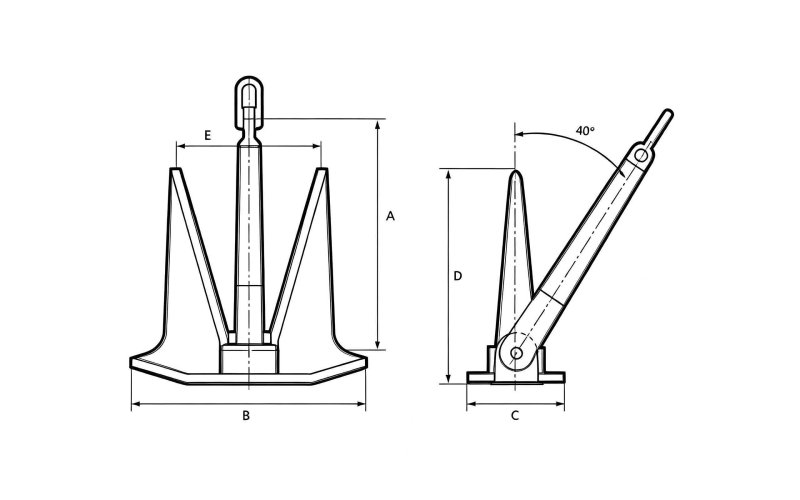 HHP Stockless Anchor (D'Hone Type) drawing HHP Stockless Anchor (D'Hone Type) drawing